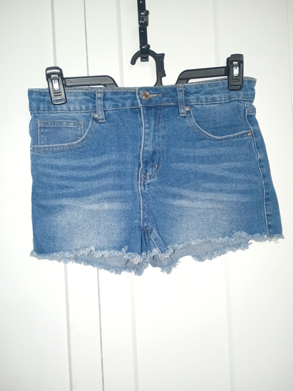 Frayed Hem Blue Denim Jean Shorts